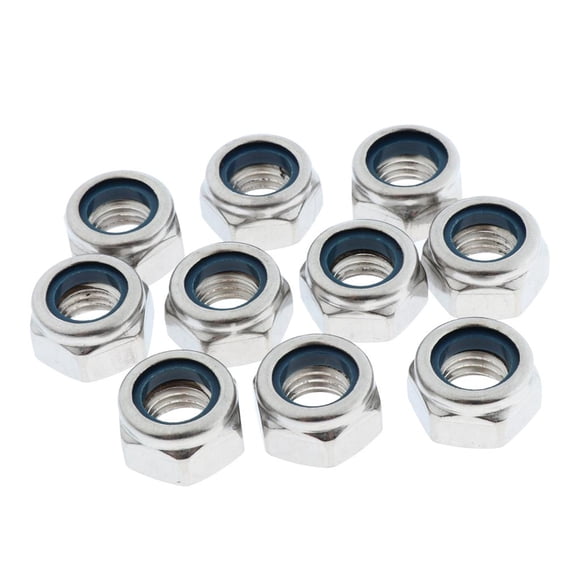 Almencla 50pcs Nylon Insert Nuts assortment set Stainless Steel M2.5,M3,M4,M5, M6, M8, M10,