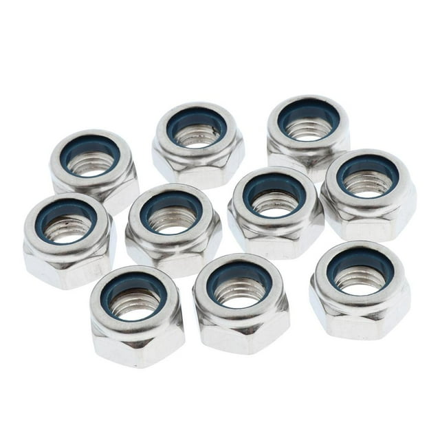 S SERENABLE 50pcs Nylon Insert Écrous Assortiment Mis en Acier Inoxydable M2.5, M3, M4, M5, M6, M8, M10,