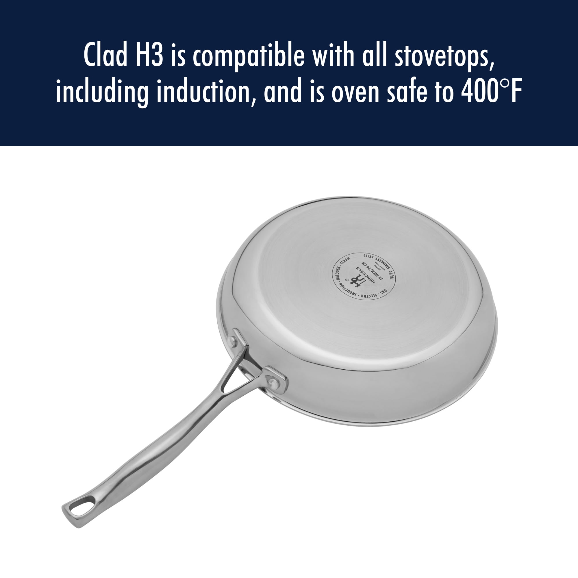 HENCKELS Clad H3 10-inch Induction Frying Pan with Lid, Stainless Steel,  Durable and Easy to clean