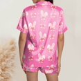 thumbnail image 4 of Yuncity Easter Pajamas For Women Set Silk Satin Heart Shaped Rabbit Short Sleeve Button Down Shirt Shorts Pjs Loungewear Sleepwear Pink Xxl, 4 of 5