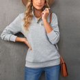 thumbnail image 2 of Blusa De Mujer, Gris, Lavable A Máquina, Cuello De Solapa Con Botones, Sudadera De Mujer, Versátil Para Combinar Con Fibra De Poliéster Para El Hogar Y El Trabajo ANGGREK X gris, 2 of 7