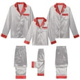 thumbnail image 6 of Jkety Holiday Pajamas Silk Matching Christmas Pajamas for Family Striped Button Down Shirt and Pants Silky Satin Xmas Pjs Sets for Pictures, 6 of 7