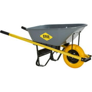 6 Cu. Ft. Landscaper/Contractor Wheelbarrow with Steel Tray and Flat Free Tire