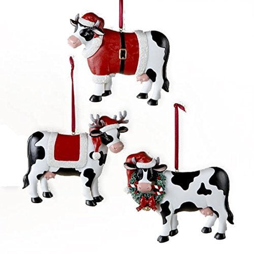 Adorno navideño con forma de vaca, resina, 3,5 cm, Country Marketplace