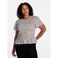 thumbnail image 2 of Time and Tru Women's Smocked Top with Short Puff Sleeves, Sizes XS-XXXL, 2 of 6