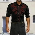 thumbnail image 2 of XIAOCHA Men's Embroidered Button Down Shirt Long Sleeve Floral Scroll Stitched Shirt Comfortable Western Style Party Wear Top, 2 of 5