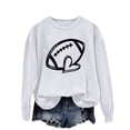 thumbnail image 4 of Holzkary Women's Football Game Day Sweatshirt Women's Rugby Printed Pullover Round Neck Casual Graphic Print Oversized Crewneck Sweatshirts Long Sleeve Pullover for Gameday Hoodies White L, 4 of 4
