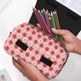 thumbnail image 6 of Kdxio Checkered Christmas With Snowflakes for Double Compartment Pen Case Oxford Organizer with Zipper Pockets for Students Artists, 6 of 7
