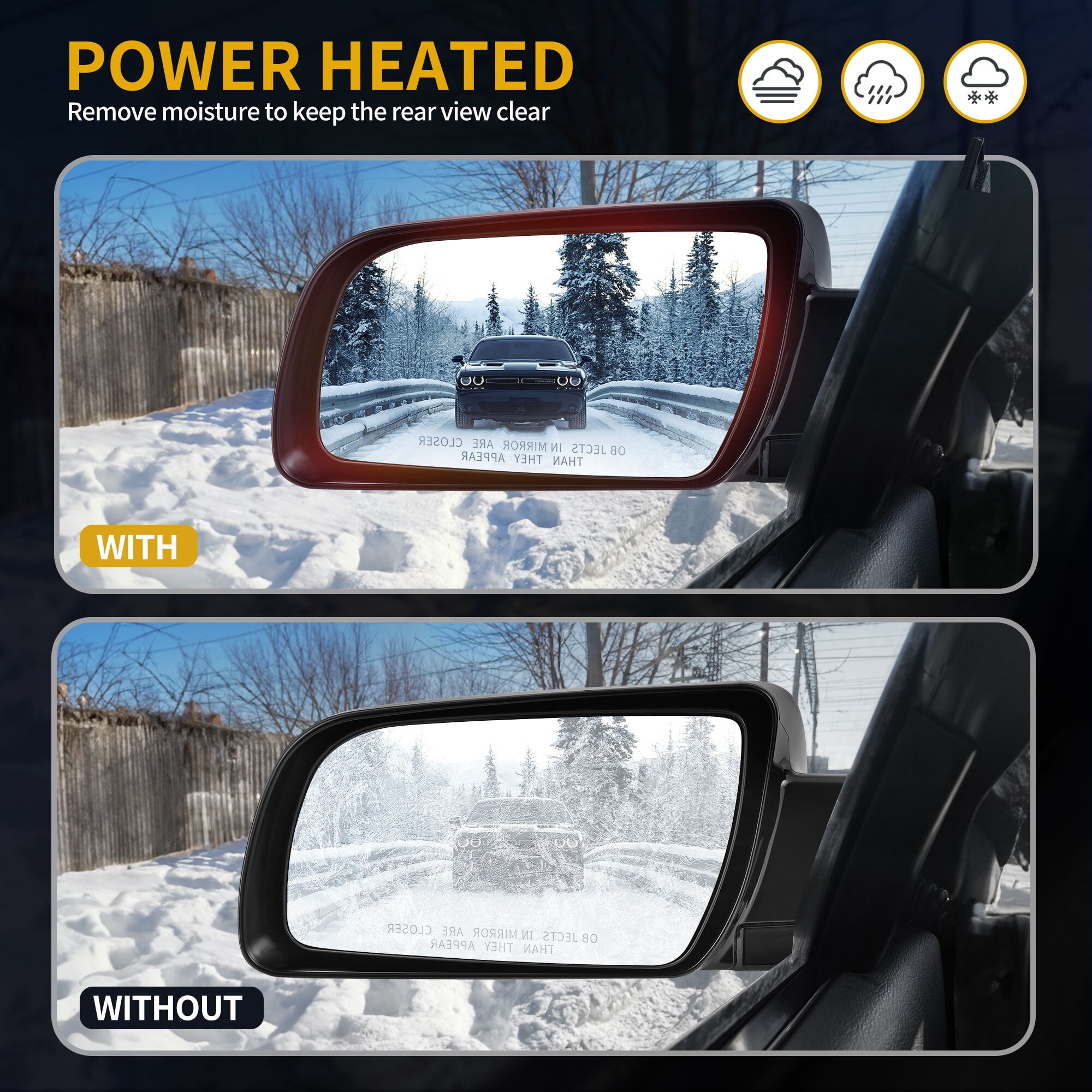 LEDKINGDOMUS Replacement Power Side Mirror Driver Left for GMC C/K 1500/2500/3500 1988-2000, Suburban 1500/2500 1992-1999, Chevy Blazer Full Size 1994, Tahoe 1995-2000,Manual Folding Adjustable Glass