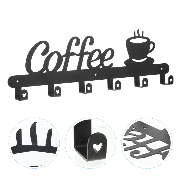 Frcolor Mug Wall Rack Hooks Holder Coffee Cup Kitchen Mounted Shelf Hanger  Gadget Hat Sign Holding Mount Coat Key Storage