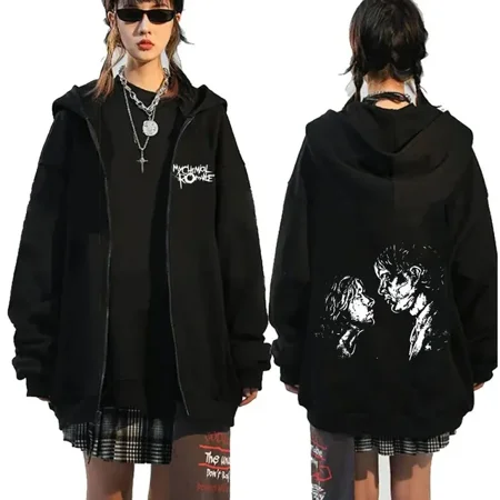 Rock Band My Chemical Romance Mcr Dead Zipper Hoodie Black Parade Punk Emo Zip Sweatshirt Men Fashion Vintage Hoodies Coats