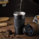 thumbnail image 4 of Taza de viaje para café al vacío de acero inoxidable con doble aislamiento, de 17 oz, con tapa abatible a prueba de fugas para mantener el café, 510 ml, color negro, 4 of 4