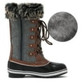 DREAM PAIRS Women's River_1 Black Grey Mid Calf Winter Snow Boots Size