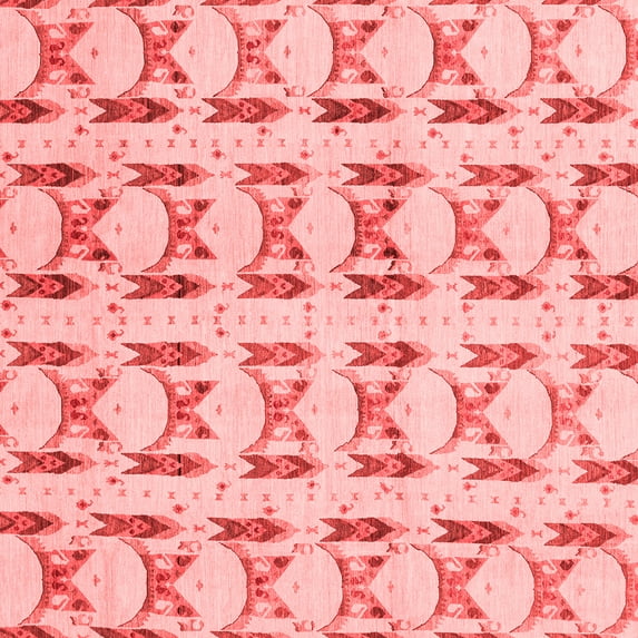 Ahgly Company Indoor Square Abstract Red Modern Area Rugs, 6' Square