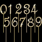 HOTOP Numbers 0-9 Cake Topper Diamond Gems Birthday Cake Toppers Bling Rhinestone Cake Topper Birthday Party Decoration for Wedding Anniversary Birthday Cake Decorations Keepsake, Set of 10(Gold)