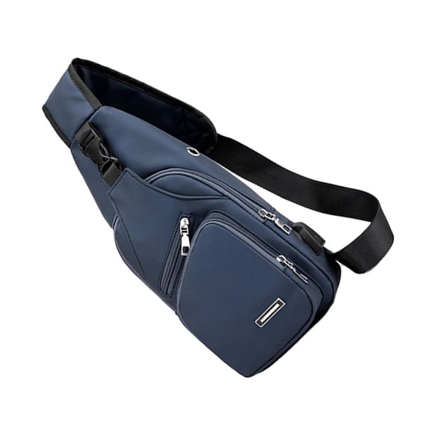 Sonducket Bolso de marca de moda para hombre, ligero, para viaje, de gran capacidad, bolso de pecho, bolso cruzado de negocios, antiarañazos Bolsas de mensajero y de hombro azul