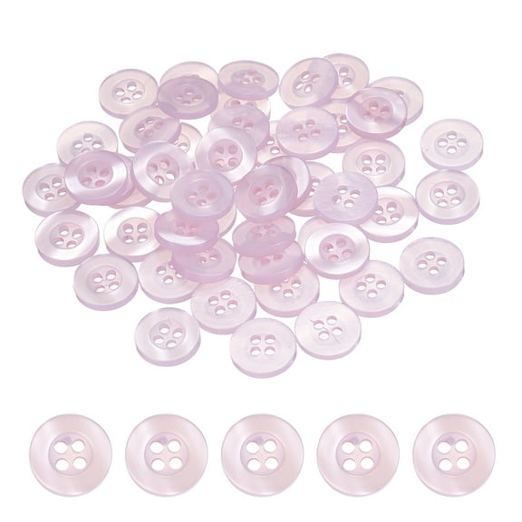 Uxcell 50pcs Sewing Button 11.5mm 4 Holes Resin Round Craft Buttons, Light Pink