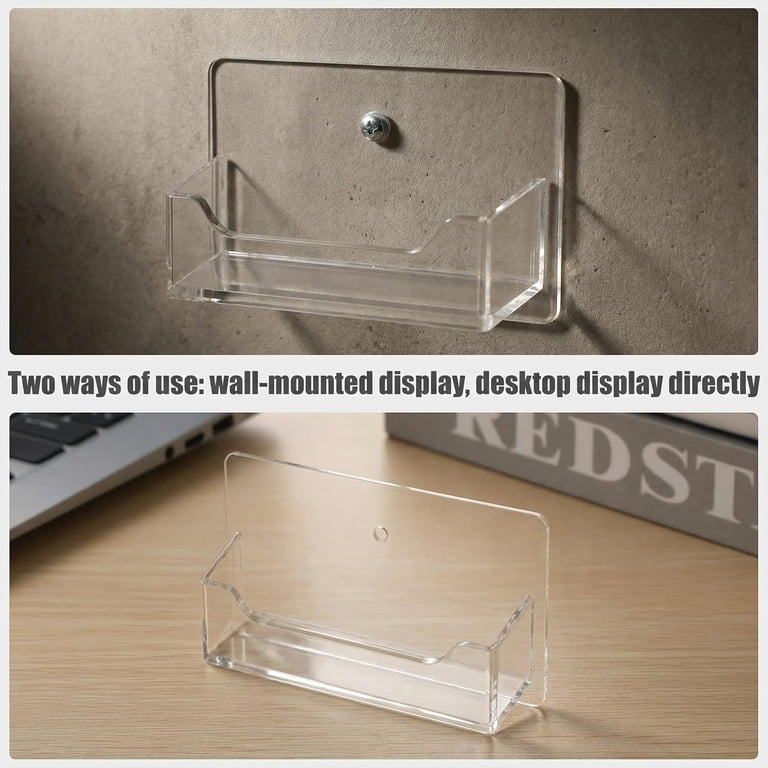 8 Pcs Clear Acrylic Wall-Mount Business Card Holders, Fits 40-50 Cards ...