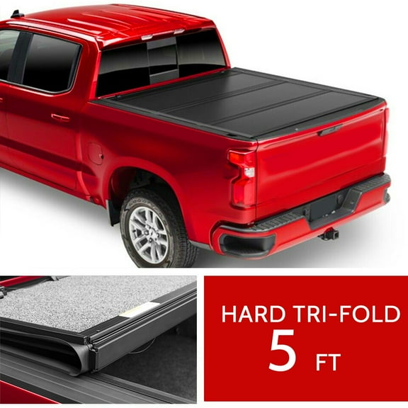 CCIYU Tonneau Cover, Hard Folding Truck Bed Tonneau Cover Fits For Jeep Gladiator 2020 Fleetside 5FT Bed Hard Tri-Fold Tonneau Cover