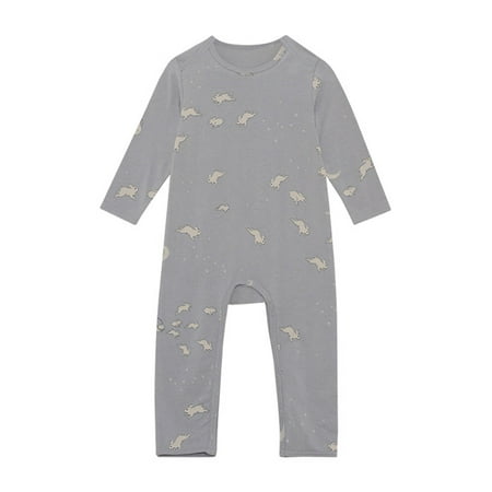 

Haite Infant Romper Long Sleeve Bodysuit One Piece Jumpsuit Home Playsuit Party Crew Neck Gray Blue 80