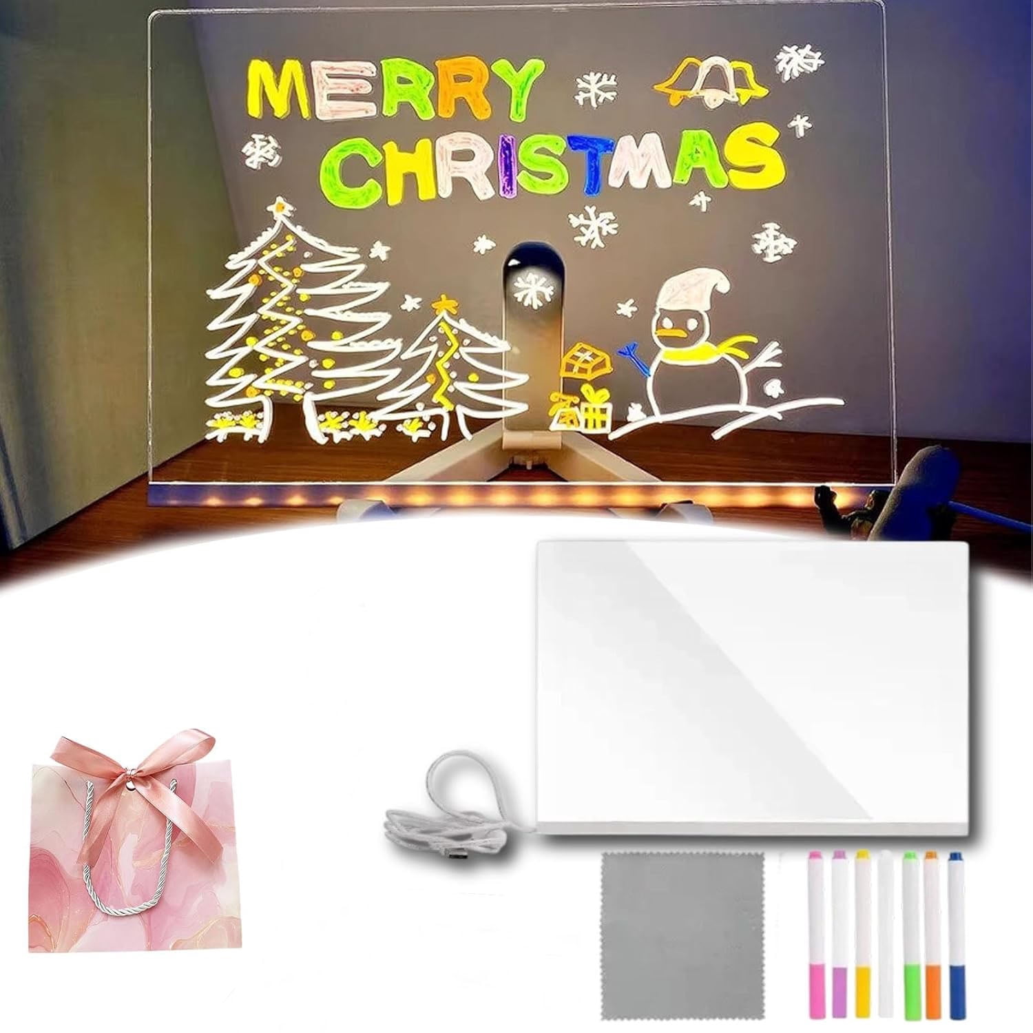 LED Note Board with 7 Colors Pen, LED Light Up Acrylic Message