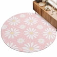 thumbnail image 2 of Small Round Rug 3Ft, Pink Daisy Non-Slip Washable Circle Rugs Carpet, Spring Floral Elegant Pastoral Botanical Indoor Outdoor Rug Floor Mats Throw Runner for Bedroom Living Room Bathroom, 2 of 8