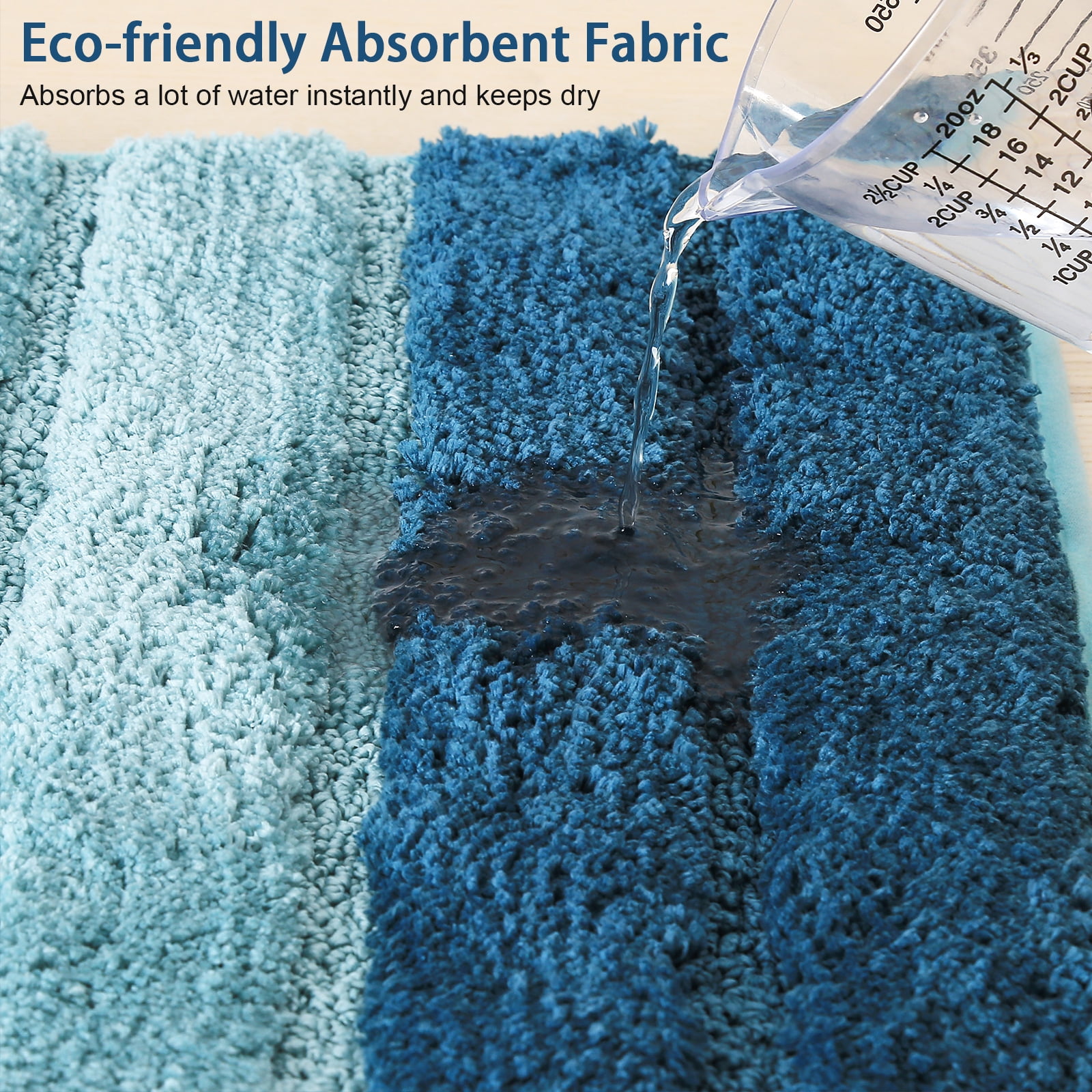 Striped Bathroom Rug Gradient Bath Mat Non-Slip Door Mats Soft Shaggy Thick Bath Rugs Absorbent machine washable Floor Mats for Bath Room, Toilet, Bedroom, Kitchen，20''x 32''，Blue