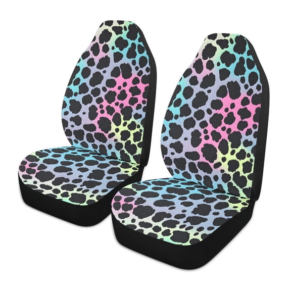Colorful Leopard Pattern Car Seat Covers Front Seats Universal Fit for Sedan SUV Truck Van