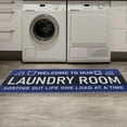 thumbnail image 5 of Ottomanson Machine Washable Text 2x5 Flatweave Cotton Laundry Room Runner Rug, 20" x 59", Navy, 5 of 9
