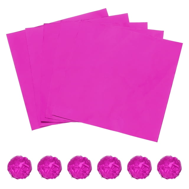 Uxcell 100 Pcs 6 x 6 Pouces Carrés Emballages de Bonbons en Aluminium, Rouge Rose