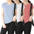 thumbnail image 2 of Shirts for Women Cotton Crew Neck T Shirt Soft Breathable Everyday Basic Tee Lightweight Casual Comfortable Top L Size Spring Summer Womens Tops, 2 of 9