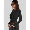 thumbnail image 4 of Womens Crew Neck Basic Long Sleeve T Shirt Slim Fit Tees Fall Going Out Crop Tops Cute Tight Shirts, 4 of 6