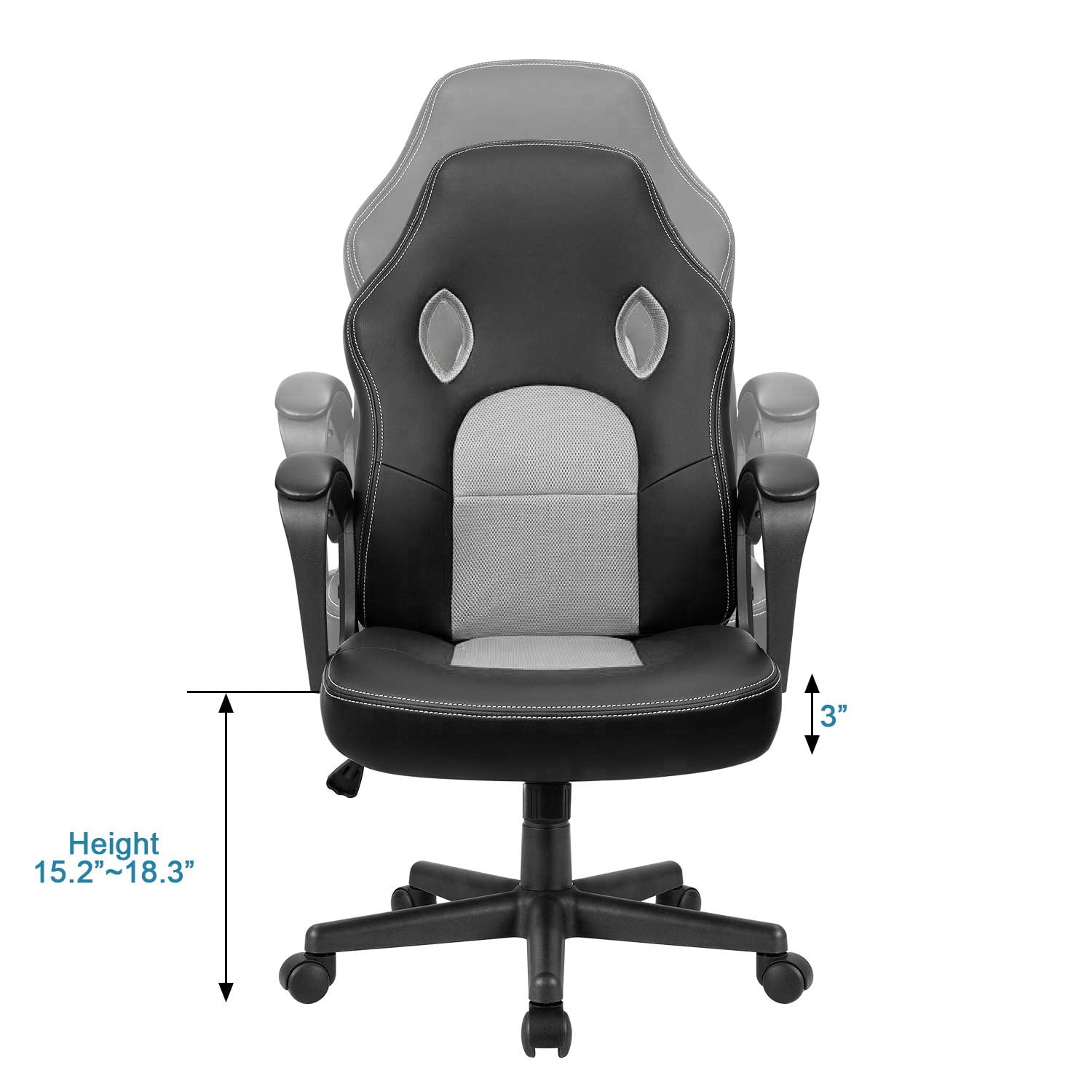 Lacoo Faux Leather Computer Gaming Chair Office Desk Chair with Lumbar Support, White