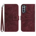 thumbnail image 2 of Feishell Slim Wallet Case for Samsung Galaxy S22 5G,for Men Women,Sunflower Embossed Pattern PU Leather Flip Cover Magnetic Closure Folio Card Slots Kickstand Phone Case with Hand Strap,Winered, 2 of 11