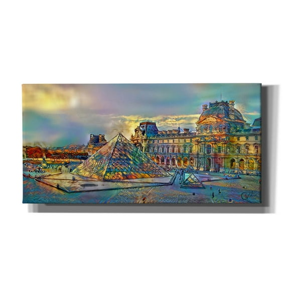 Epic Graffiti 'Paris France Louvre Museum' by Pedro Gavidia, Canvas Wall Art, 60"x30"