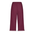 thumbnail image 3 of Capri Pants for Women 2025 Solid Color High Waist Soft Lightweight Casual Capris with Pockets Womens Cropped Pants, 3 of 6