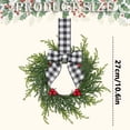 thumbnail image 4 of Mini Christmas Wreath Set, Artificial Norfolk Pine Cabinet Wreaths with Red Berries & Trendy Black‑White Grid Bow, Greenery Hanging Ornament for Kitchen Window Wall Porch Xmas Decor, 4 of 5