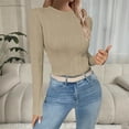 thumbnail image 2 of Yangnuo Womens Casual Solid Color Tight Crew Neck Comfy Sweaters 2025 Fall Winter Women Fashionable Round-neck Solid-color Long-sleeved Sweater Top, 2 of 5