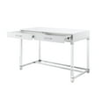 thumbnail image 4 of Maximo White Chrome Writing Desk - High Gloss Finish, Acrylic Leg, Stainless Steel Base, 2 Drawers, 4 of 9