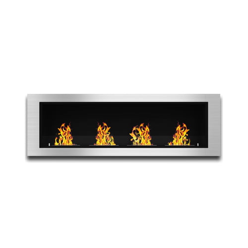 Moda Flame Wraith 64 Inch Ventless Built In Recessed Bio Ethanol Wall Mounted Fireplace
