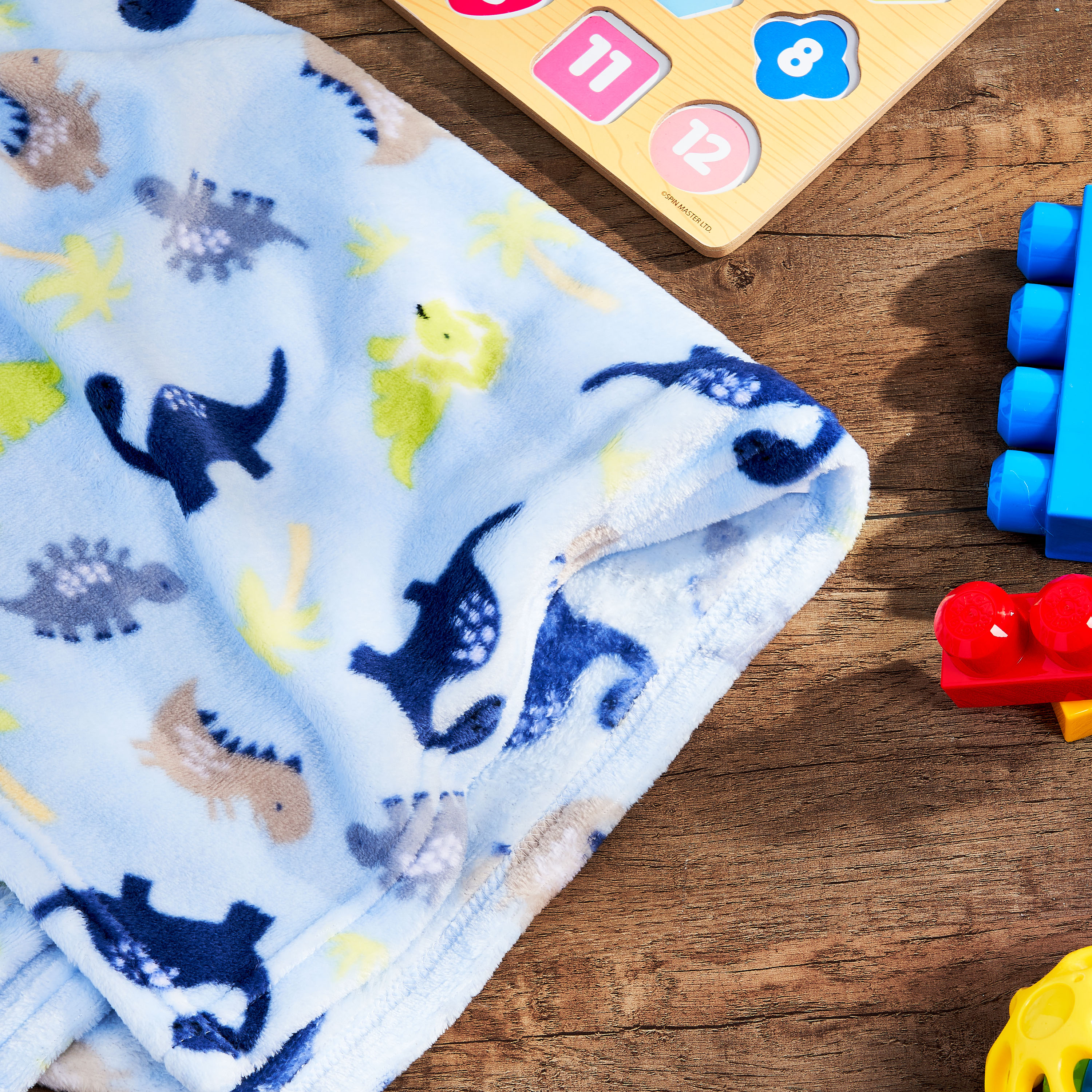 Parent's Choice Blue Dinosaurs Plush Baby Blanket, 30" x 36", Infant Boy - image 2 of 11