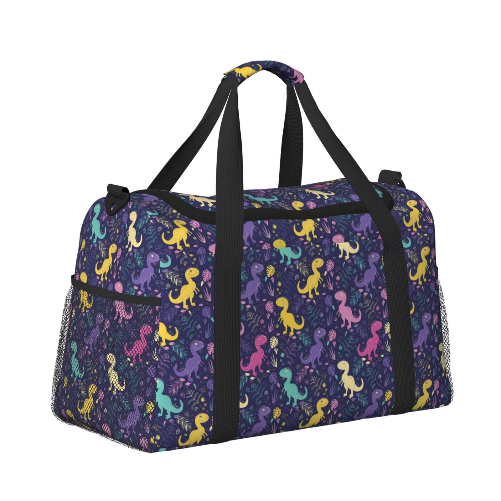 Fuzoiu Colorful Dinosaur Print Travel Duffle Bag,Carry On Tote Bags,Duffel Bag,Sport Gym Bag, Hospital Bag for Labor and Delivery, Overnight Bag,Luggage Bag