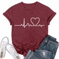 thumbnail image 3 of NAMTYQX Graphic Tees for Women Trendy Basic Short Sleeve Stretch Round Neck Plus Size Boyfriend Bedrucktes Printed Cool Womens Tshirts Cotton Loose Fit Wine Size 2XL, 3 of 5