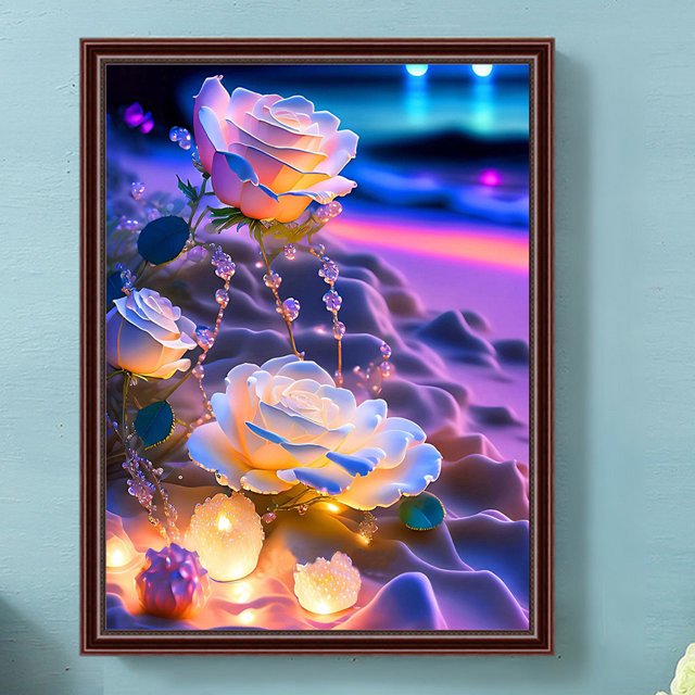 Cuadros Decorativos Kit de pintura de diamante de taladro cuadrado completo DIY 5D Rose Art Home Decoration (ZQA794) Wdftyju embutido en tela
