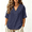 00-Dark Blue, variant on Cotton Linen Tops for Women Plus Size Half Sleeve V Neck Solid Color Loose Fit Blouses Basic Comfy Shirts