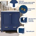 thumbnail image 4 of 30" Bathroom Vanity with Single Sink, Combo Cabinet with 2 Storage Rack Doors, Drawer with Compartments for Storing Socks and Underwear, Soft Closing, Solid Wood Frame, Blue, 4 of 9