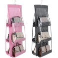 thumbnail image 1 of 2pcs 6 Hanging Pockets, Transparent Compartments For Bag Storage, Hanging Pockets For Handbag Storage Hanging In Closet And Bedroom Gray + Pink, 1 of 1