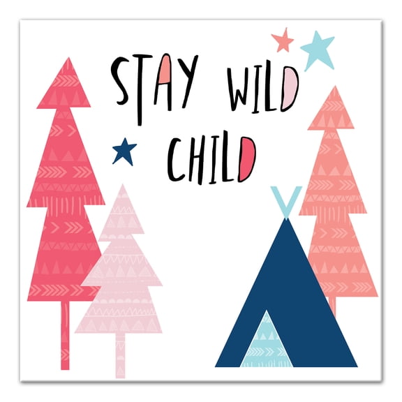 Creative Products Stay Wild Child Pastel Tones Design 12x12 Canvas Wall Art