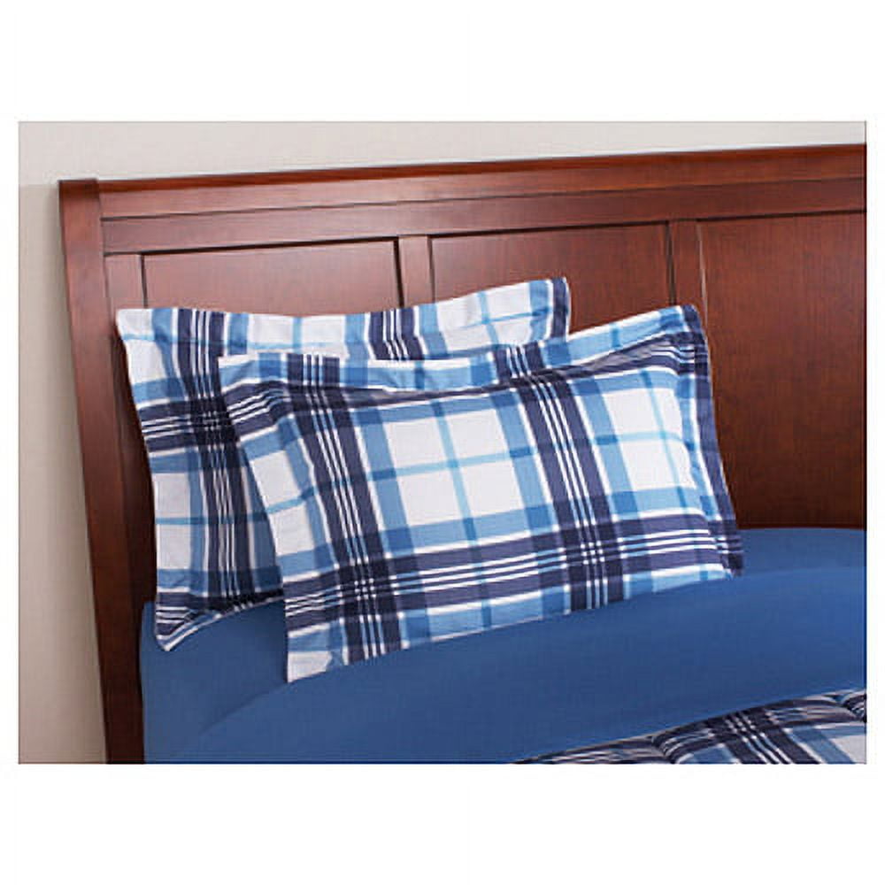 Mainstays Blue Plaid 6 Piece Bed in a Bag Comforter Set with Sheets, Twin