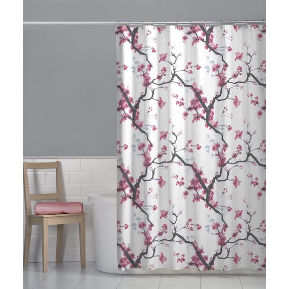 Cherry Blossom Floral Fabric Shower Curtain, Pink Shower Curtain, Fall Shower Curtain, Summer Shower Curtain, Cozy Home Vibes, Cute Halloween Decor